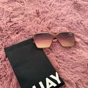 Quay Australia Pink Gradient Square Sunglasses with Rose-Tinted Lenses